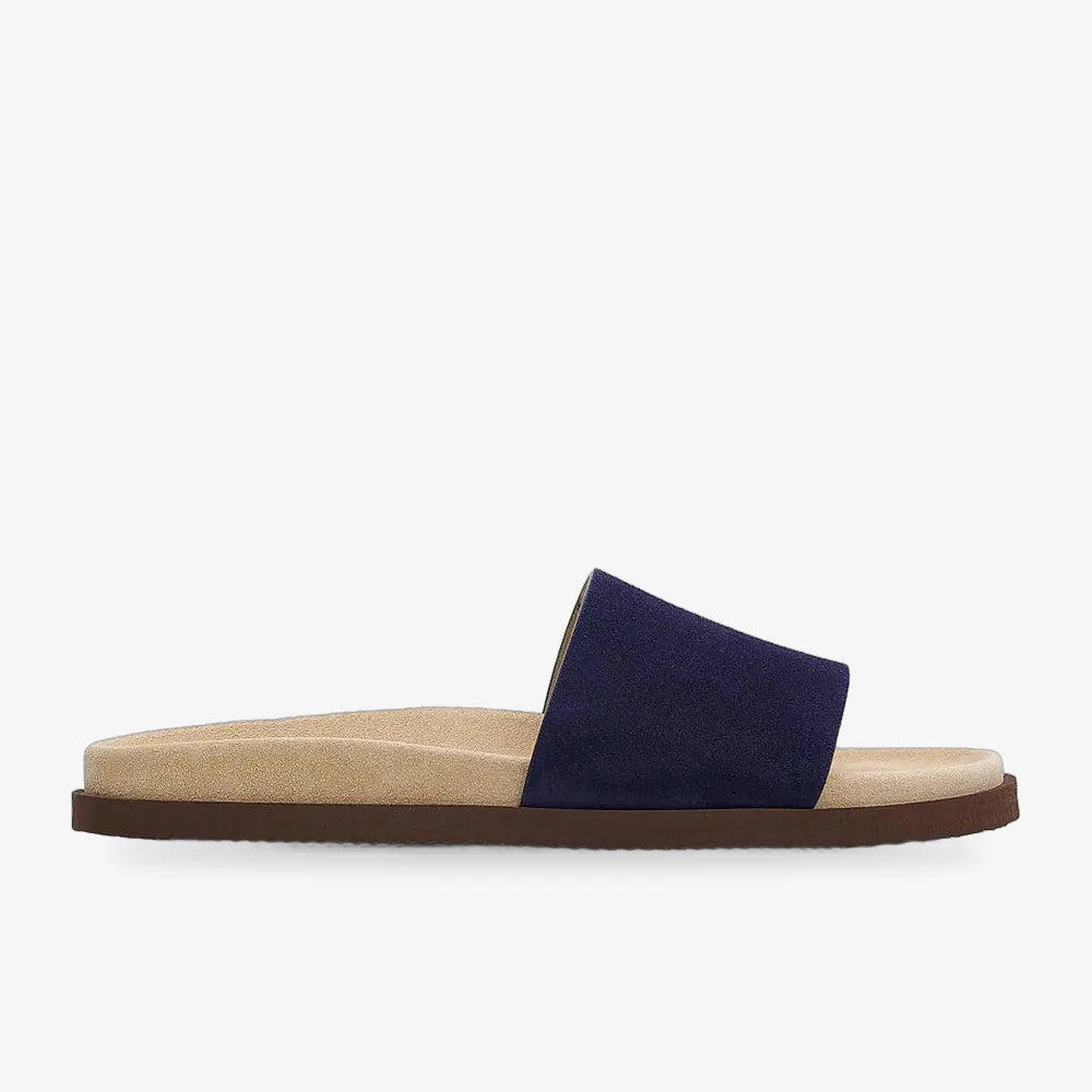 Brunello Cucinelli "Blue Suede Slide Sandals"