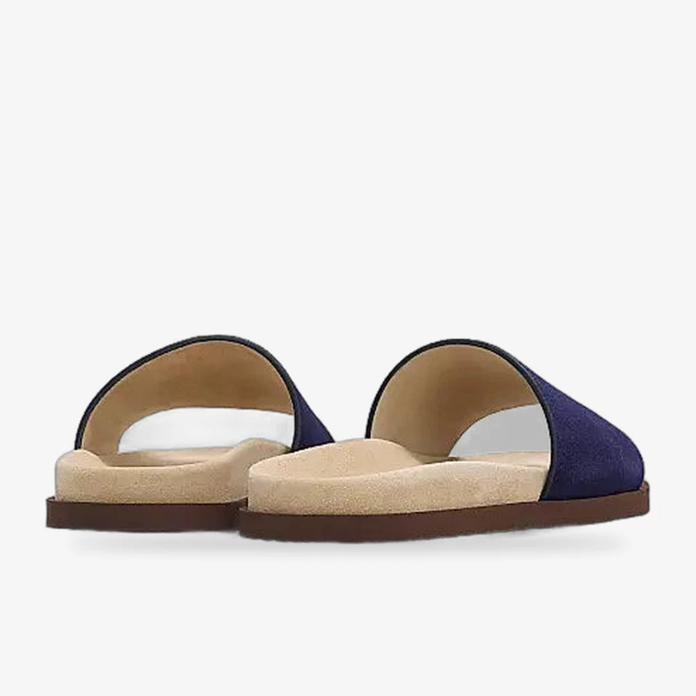 Brunello Cucinelli "Blue Suede Slide Sandals"